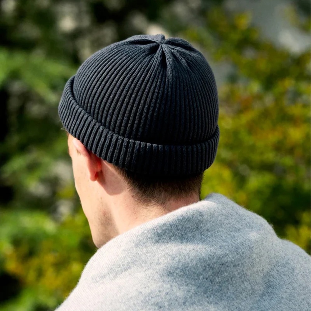 Rototo Super Soft 2way Ribbed Knit Beanie Charcoal/Black